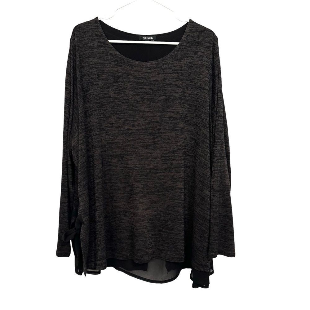 NIC+ZOE Fireflight Space‎ Dye Tie Side Split Top 2X